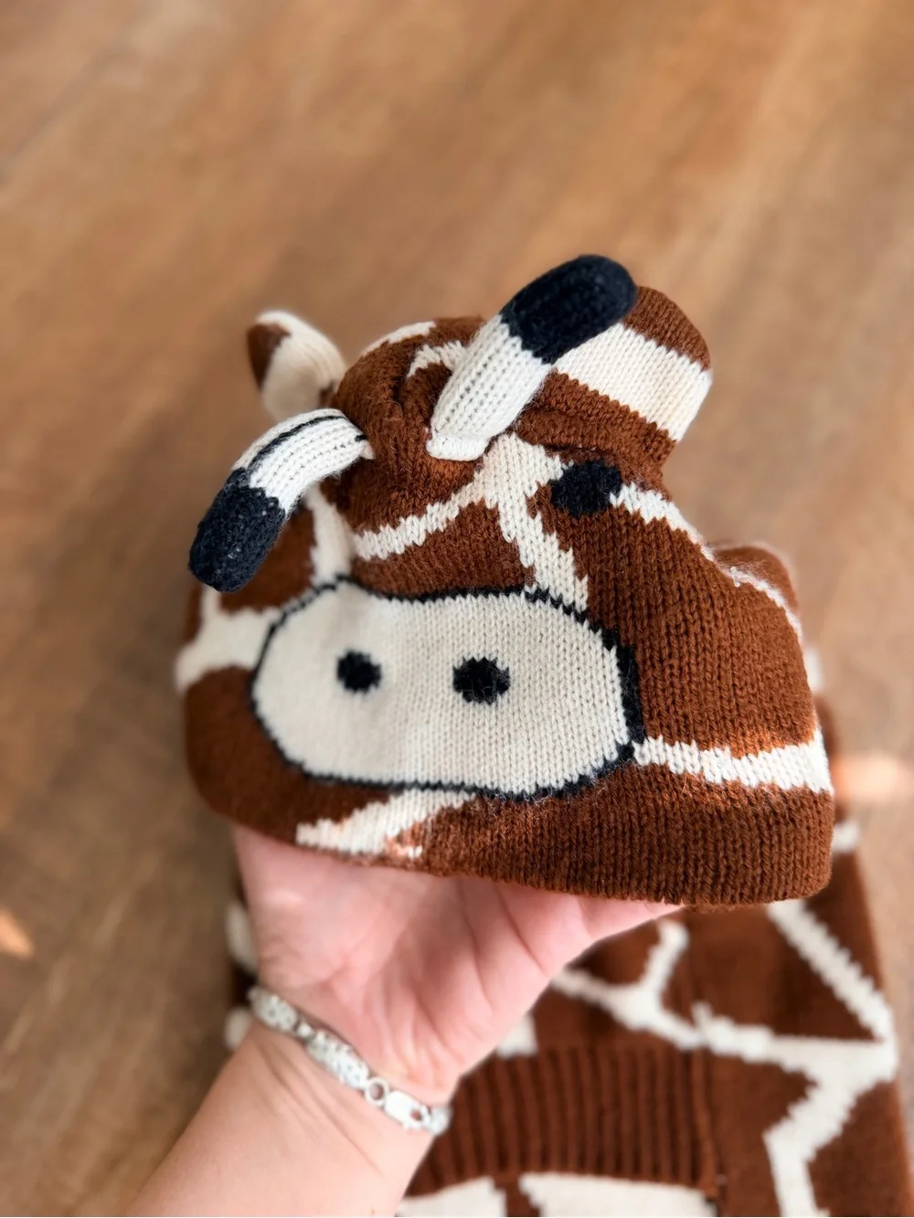 Giraffe Pattern Brown & Cream Dog Sweater Size M